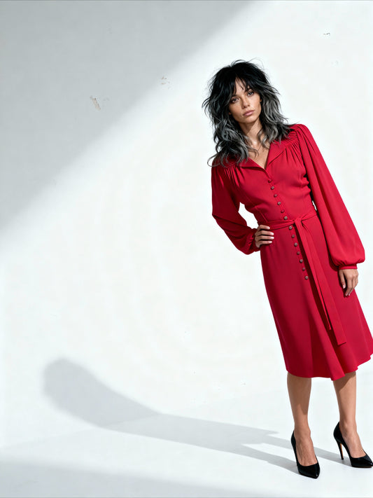 Vintage 1970'S Original Red Ossie Clark For Radley Dress Uk 10 - 12