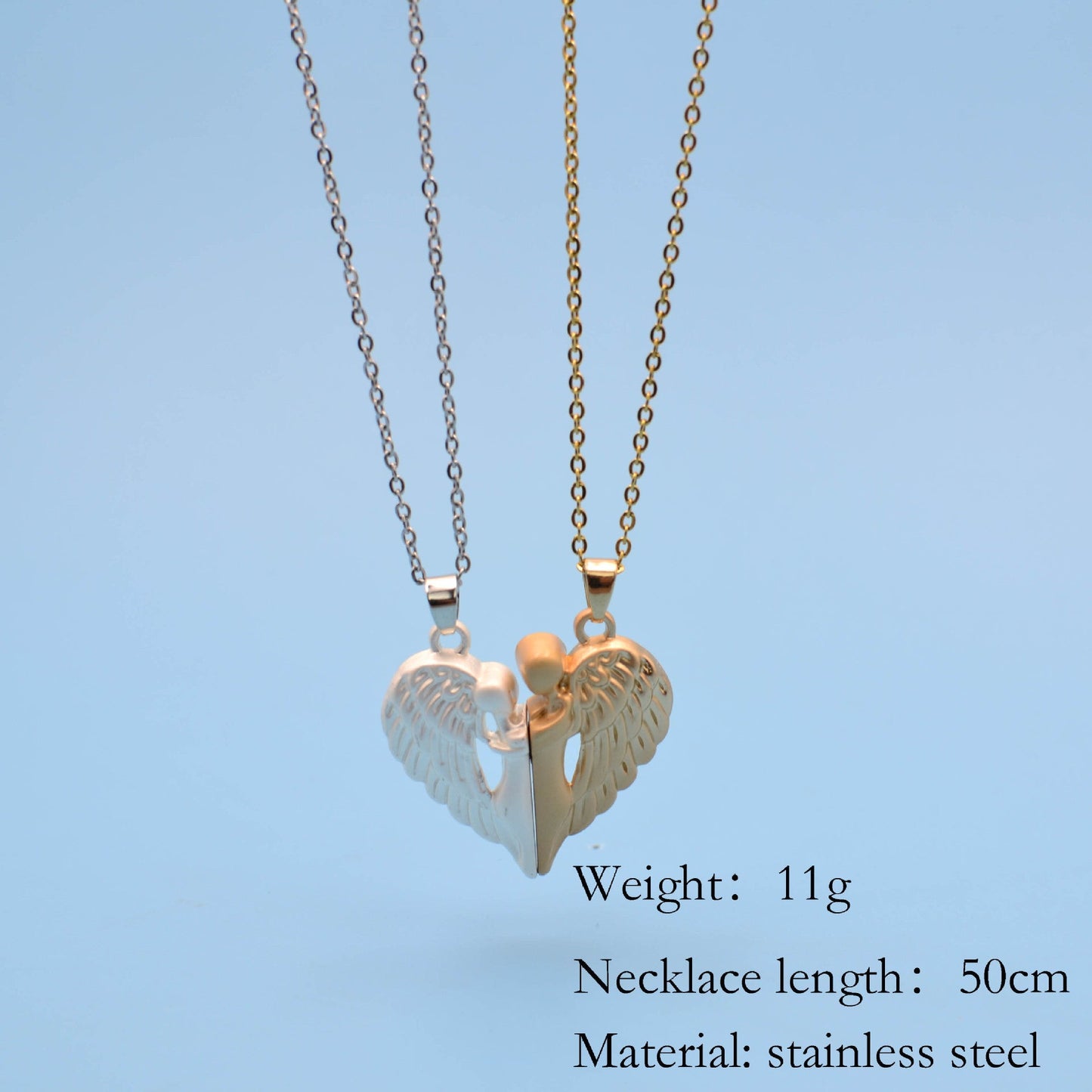 Couple Magnet Angel Hug Necklace Set