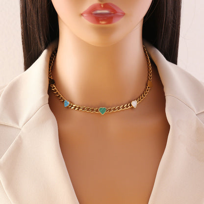 Elegant Heart & Butterfly Stainless Steel Necklace