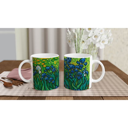 🌻 Van Gogh Inspired Ceramic Mug – Artistic Coffee Cup with Coloured Rim & Handle (11oz)