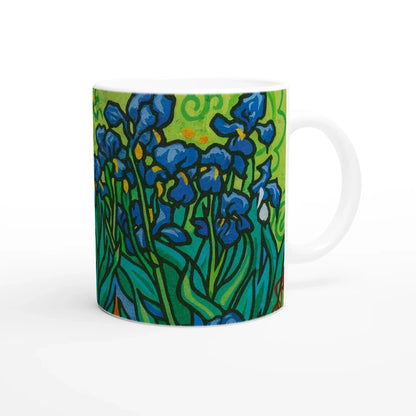 🌻 Van Gogh Inspired Ceramic Mug – Artistic Coffee Cup with Coloured Rim & Handle (11oz)