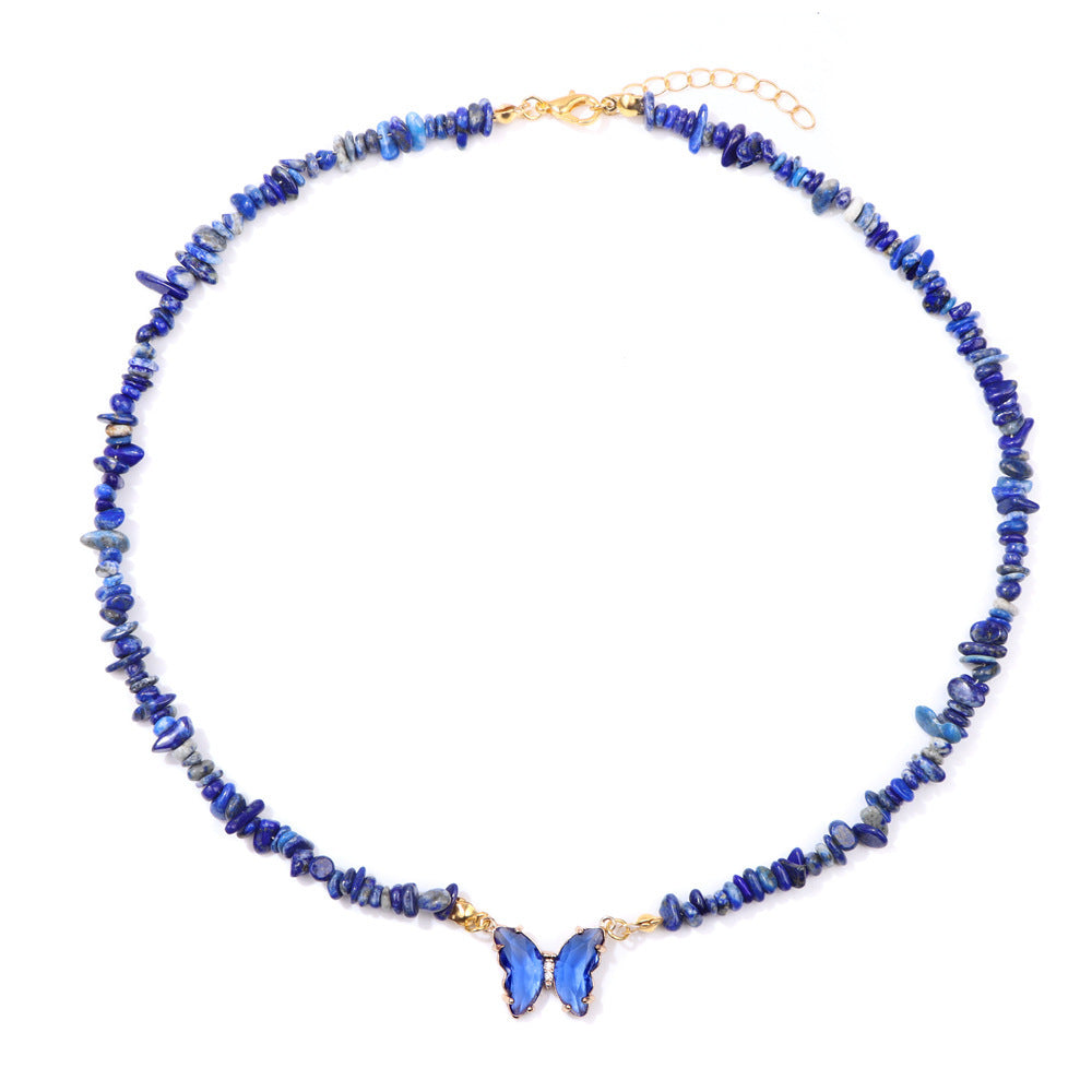 Simple and Versatile Butterfly Natural Stone Necklaces