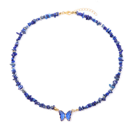 Simple and Versatile Butterfly Natural Stone Necklaces