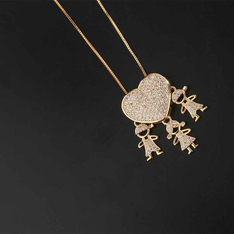 Son Daughter Heart Pendant Necklace
