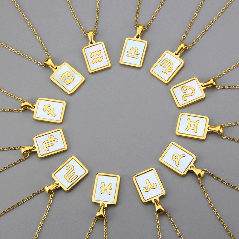 Square Shell Zodiac Necklace