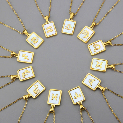 Square Shell Zodiac Necklace