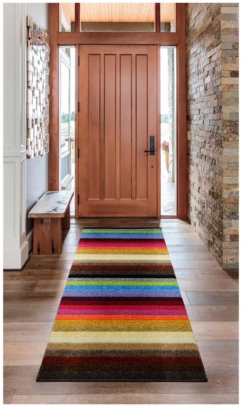 Linea Rainbow Striped Washable Rugs & Runners