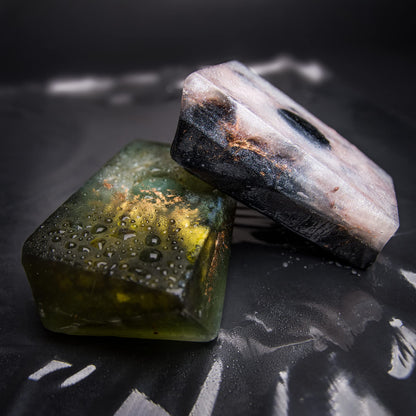 Earth & Home Rock Soap Gift Set – Jade & Black Obsidian Gemstone Soaps (2) with Natural Ingredients