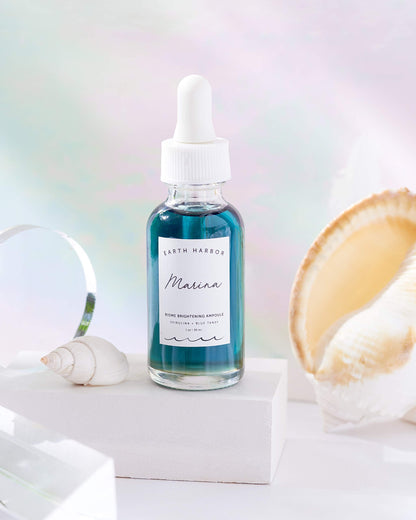 Earth Harbor MARINA Biome Brightening Ampoule – Brightens & Balances | Blue Tansy, Spirulina & Squalane | 1 fl oz