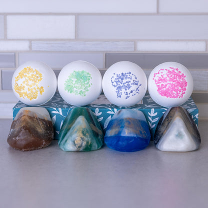 Earth & Home Gemstone Soap & Bath Bomb Set – Relaxing Spa Gift with Crystals