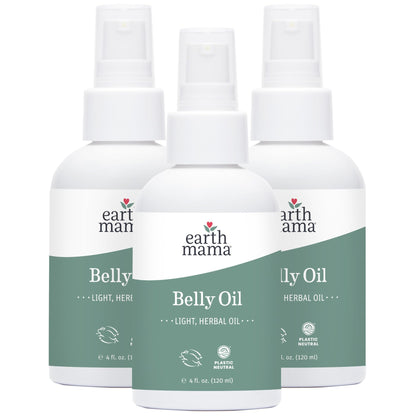 Earth Mama Belly Oil for Dry Skin — Calendula Skin Care Moisturizer for Pregnancy & Postpartum, 4 oz (3-Pack)