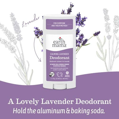 Earth Mama Calming Lavender Deodorant – Aluminum-Free, Safe for Sensitive Skin, Pregnancy & Nursing