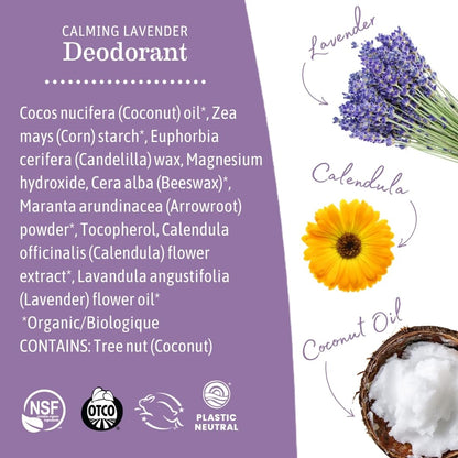 Earth Mama Calming Lavender Deodorant – Aluminum-Free, Safe for Sensitive Skin, Pregnancy & Nursing