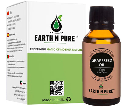 Earth N Pure Grapeseed Oil – Cold-Pressed, Therapeutic Grade, 30 ml