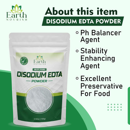 Earth Nourish Disodium EDTA - Cosmetic Grade Raw Material for DIY Shampoos, Soaps & Cleansers | 100g