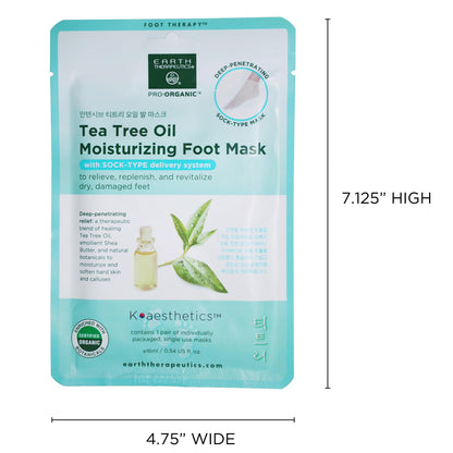Earth Therapeutics Tea Tree Oil Moisturizing Foot Mask – 2 Pack (2 Pairs)