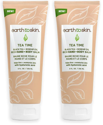Earth To Skin Black Tea + Rosehip Oil Rich Hand & Body Balm – Soothing Hydration (Pack of 2, 8 oz each)
