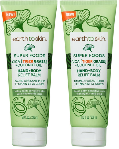Earth To Skin Cica Tiger Grass + Coconut Oil Balm 8.0 Fl Oz – Hand & Body Hydration (Pack of 2)