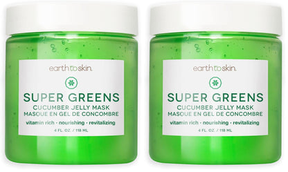 Earth To Skin Super Greens Cucumber Jelly Mask (4.0 Fl Oz) – Pack of 2 | Hydrating Facial Gel