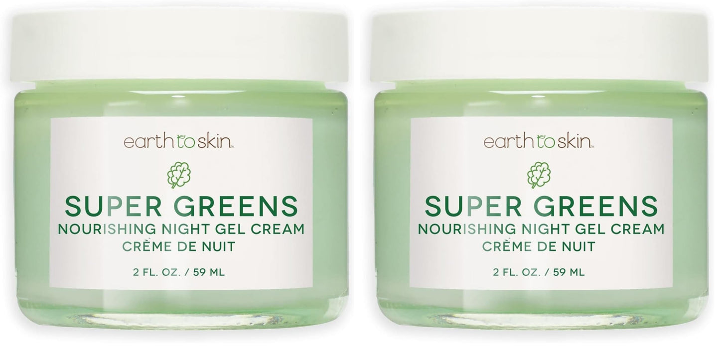 Earth To Skin Super Greens Nourishing Night Gel Cream – 2-Pack (2.0 Fl Oz Each)