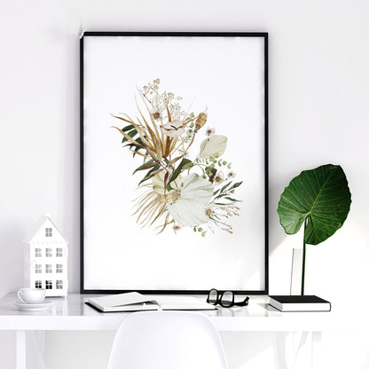 Framed print for bathroom | set of 3 Earth toned Botanical wall prints