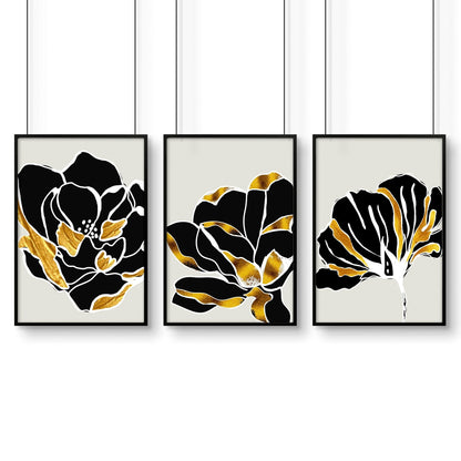 Artwork for living room | set of 3 wall art with gold
