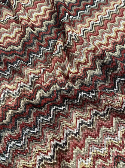 Earth Tone Chevron Mesh Knit Fabric by the Metre