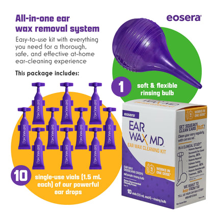 Earwax MD eosera Cleaning Kit – Fast-Acting Ear Wax Drops & Rinse Bulb