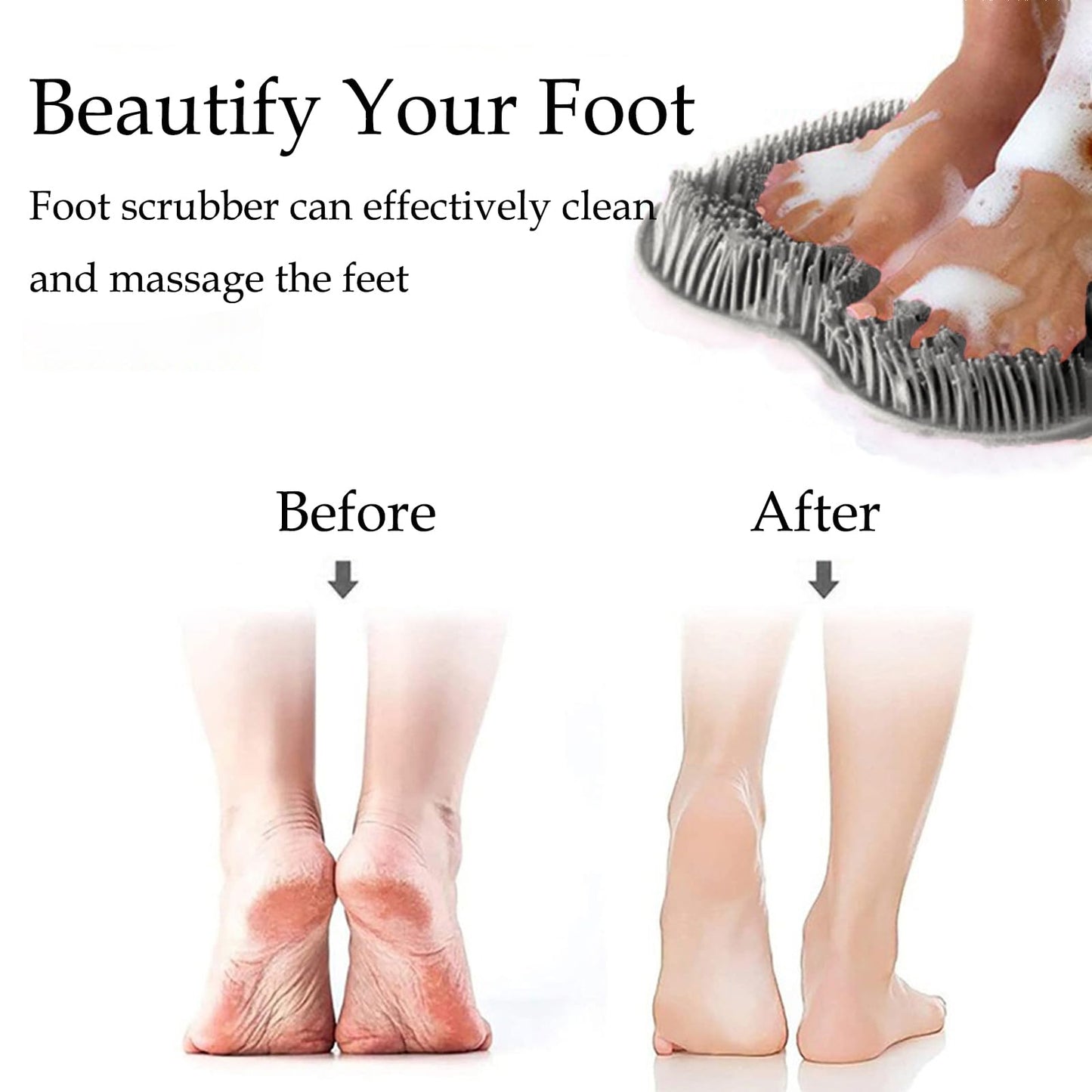 Easkite Shower Foot & Back Scrubber Mat — Wall Mounted Silicone Foot Cleaner with Suction Cups (Grey & Blue)