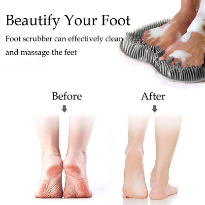 Easkite Shower Foot & Back Scrubber Mat — Wall Mounted Silicone Foot Cleaner with Suction Cups (Grey & Blue)