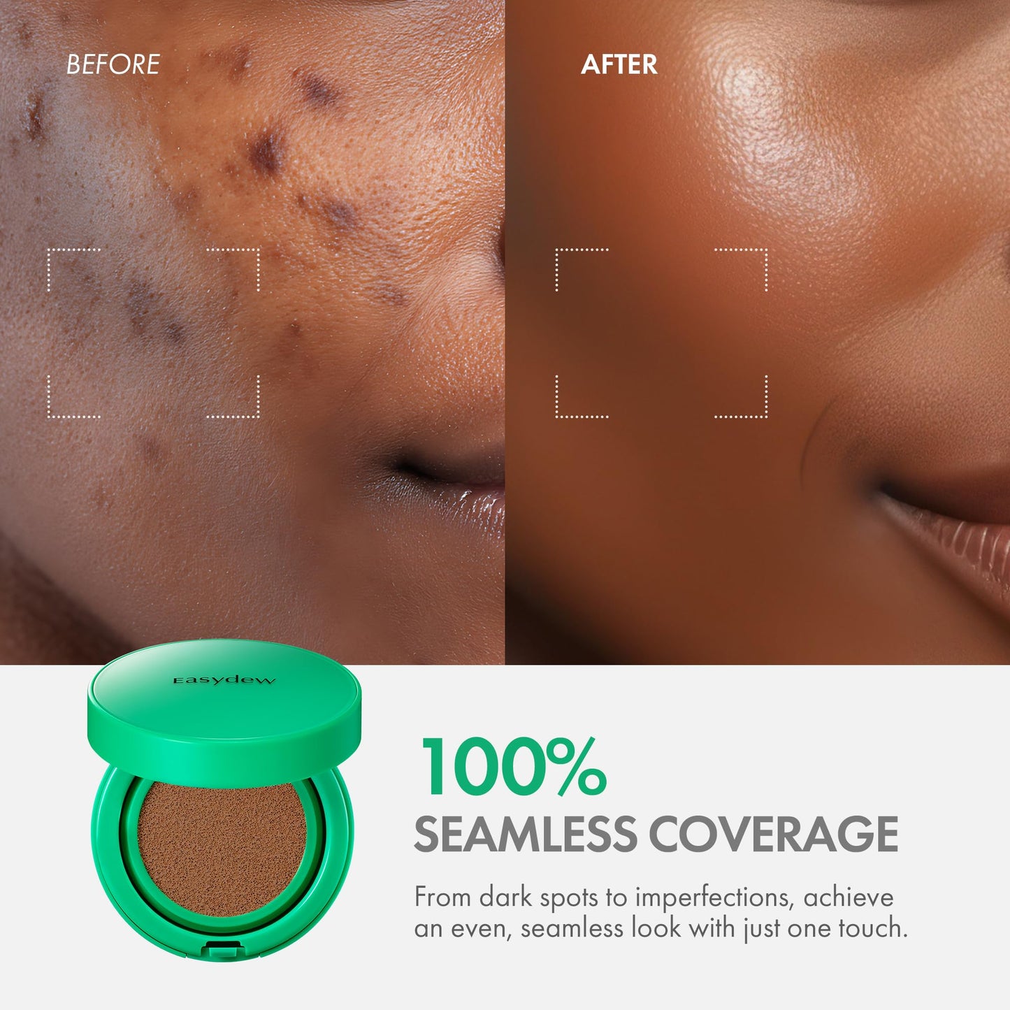 EASYDEW Mela B Toning Ampoule Cushion – 2-in-1 Korean Skincare & Foundation #45 Espresso