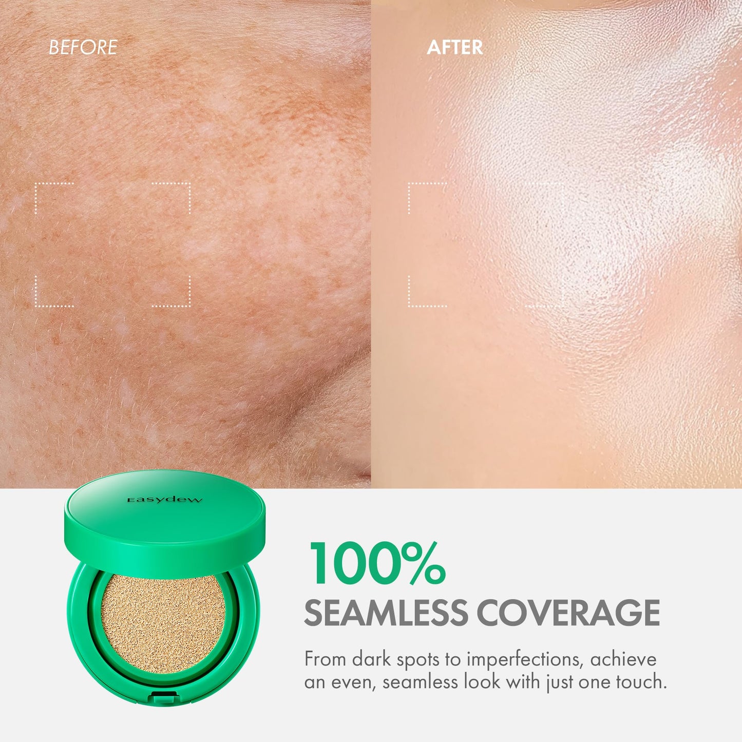 EASYDEW Mela B Toning Ampoule Cushion – 2-in-1 Skincare + Makeup with Niacinamide & Hyaluron-Vital C (0.45 oz) #17 Ivory