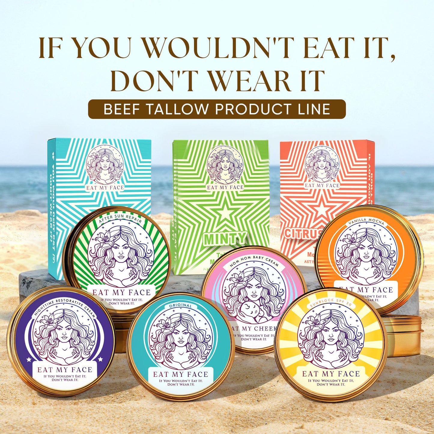 Eat My Face Organic Beef Tallow Sunscreen SPF 30 | Reef Safe, Non Nano Zinc Oxide