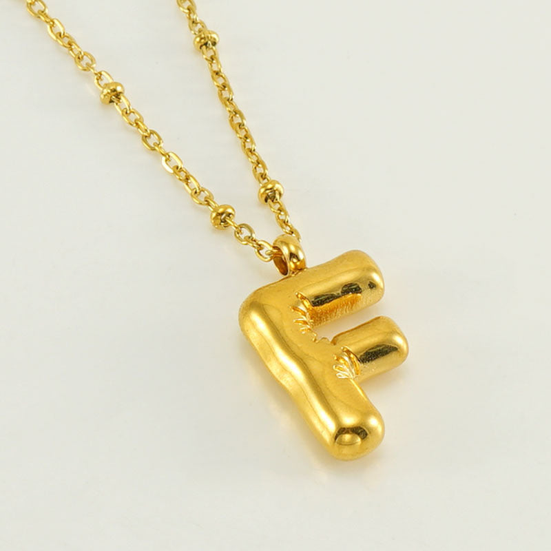Bubble Letter Pendant Necklace A-Z