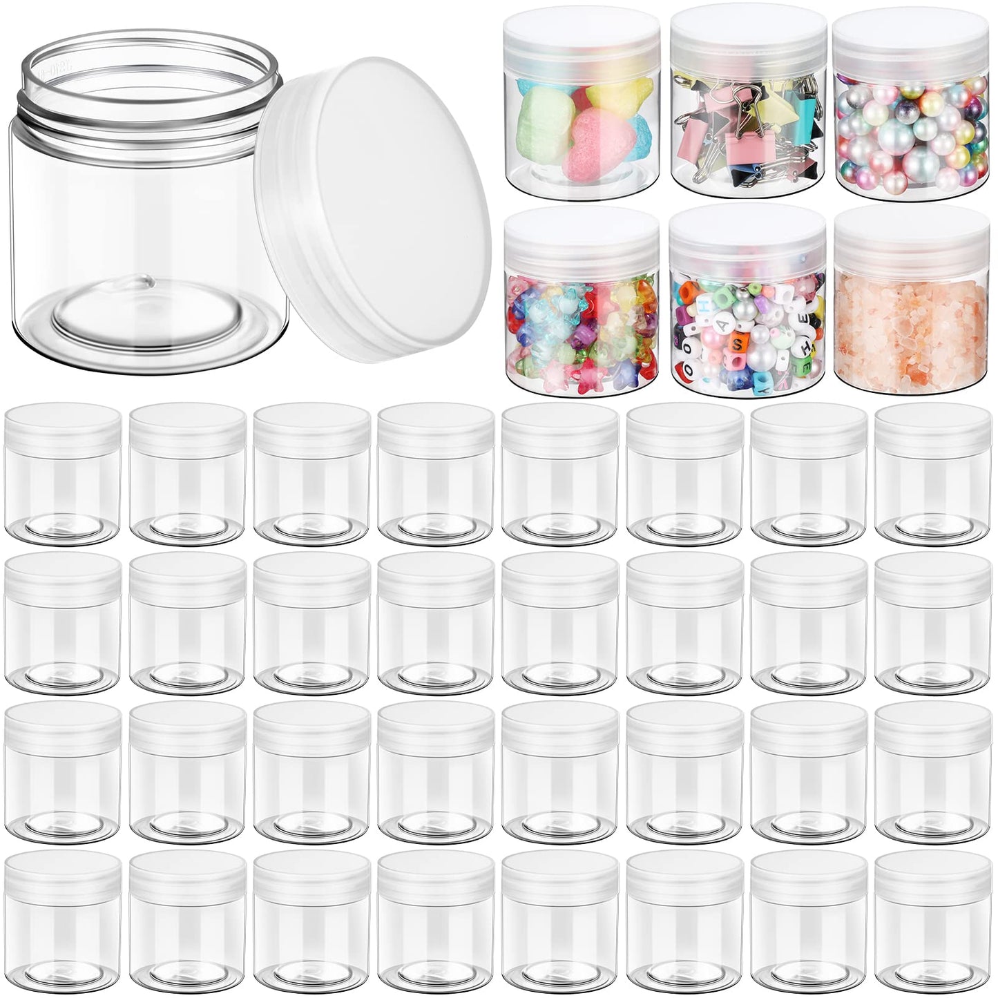 EBOOT 150-Pack 2oz Clear Plastic Jars with Lids | Travel Cosmetic Containers