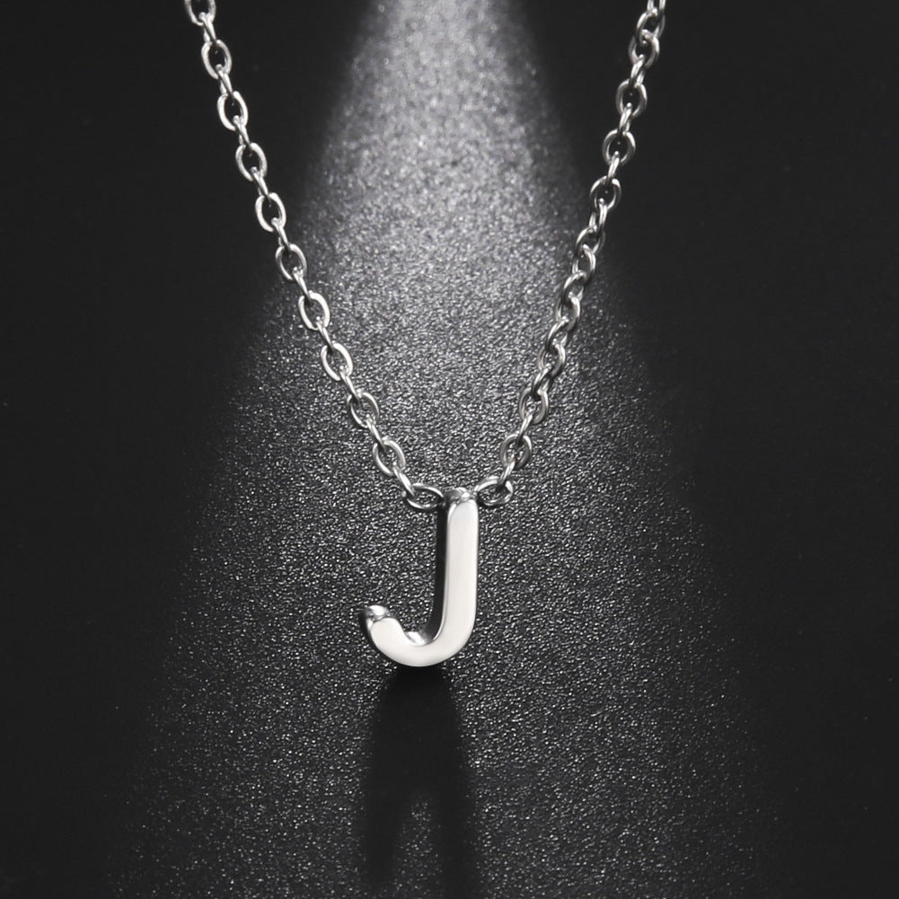 26 English Letter Steel Color Necklace