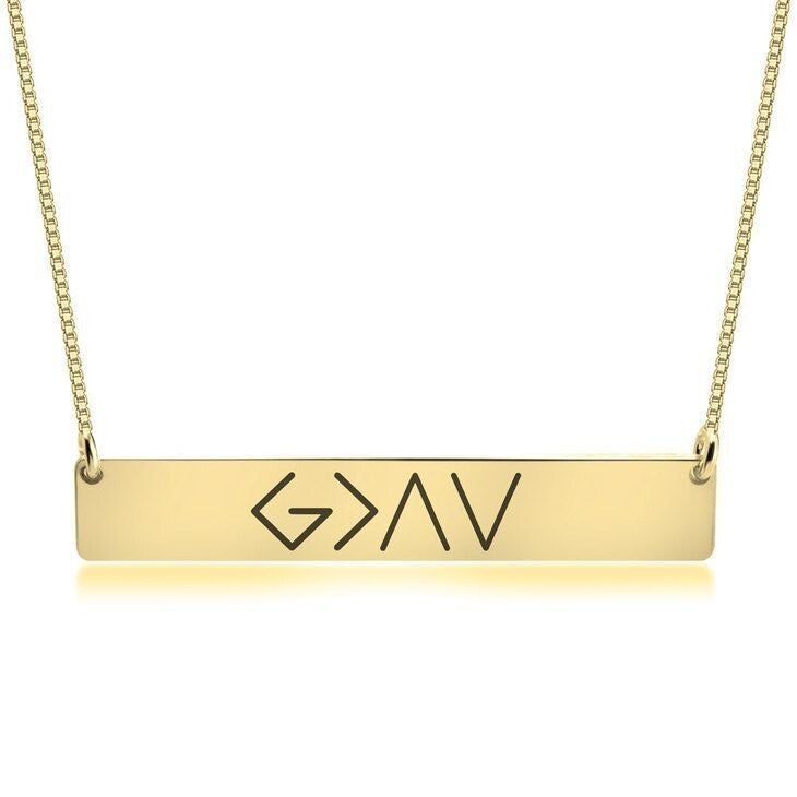 One Word Horizontal Bar Pendant Necklace