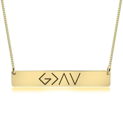 One Word Horizontal Bar Pendant Necklace