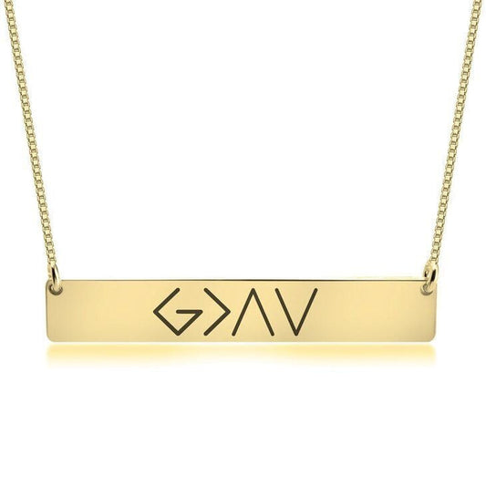 One Word Horizontal Bar Pendant Necklace