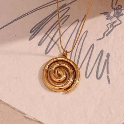 Gold Snake Chain Vortex Pendant Necklace