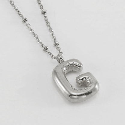 Bubble Letter Pendant Necklace A-Z