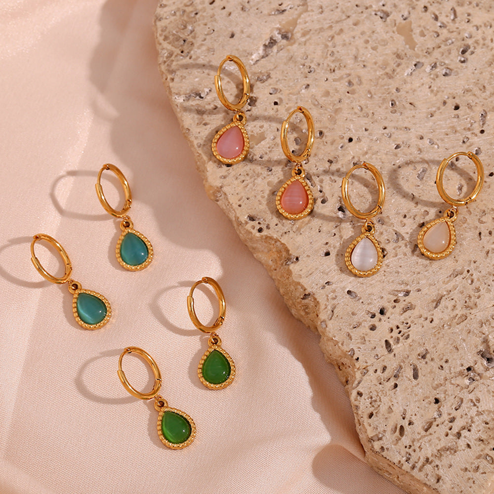 Minimalistic Water Drops Opal Earrings & Necklace