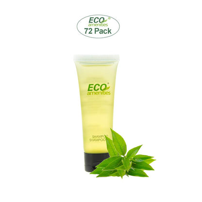 Eco Amenities Shampoo Mini Flip-Cap Tubes – 1 fl oz (30 mL), 72-Count Bulk Hotel Toiletries, Green Tea Scent