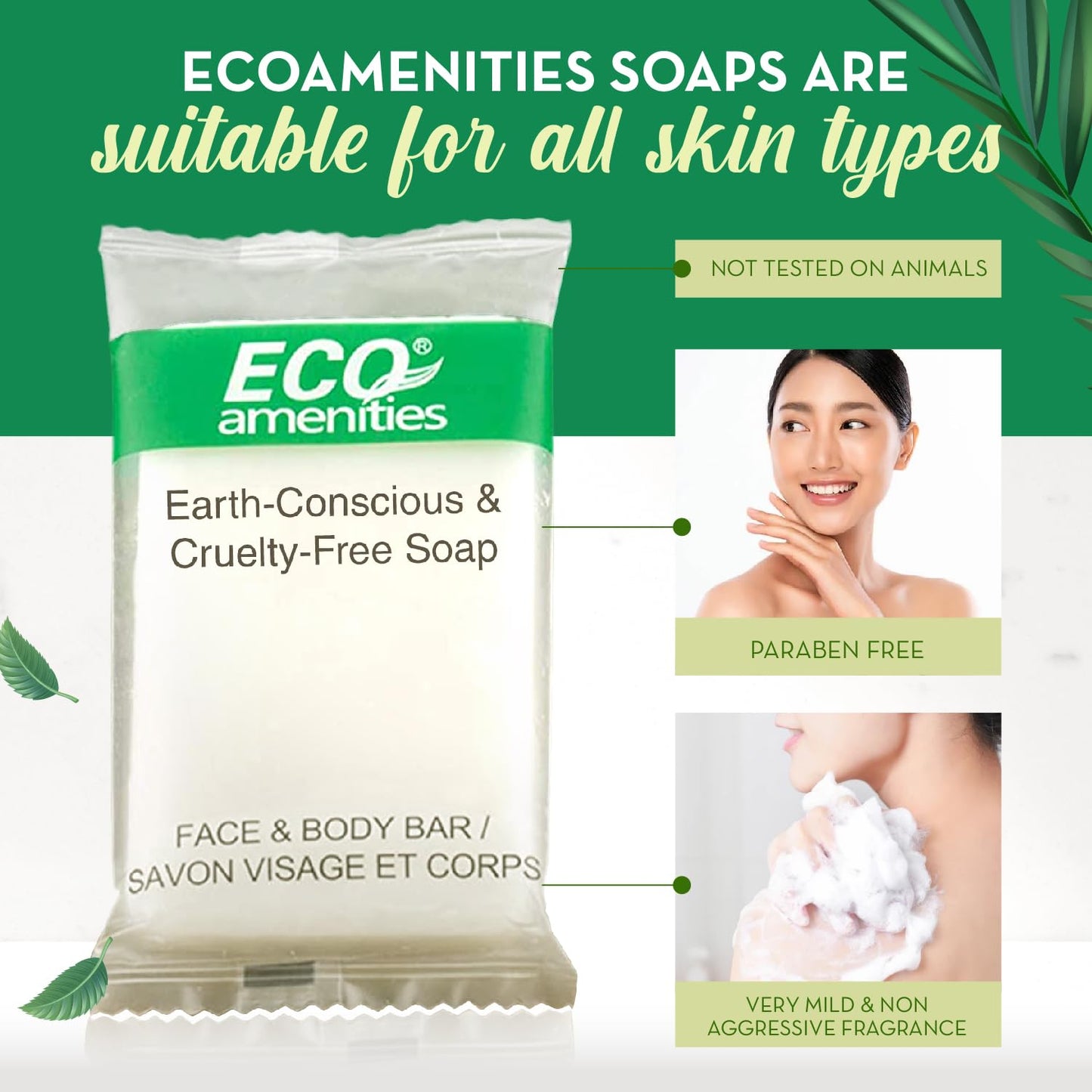 ECO amenities Travel Size Bar Soap — 400-Pack Bulk Hotel Soaps, 0.5 oz, Individually Wrapped