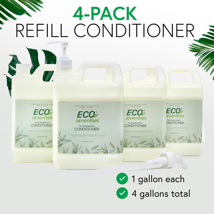 ECO amenities Green Tea Conditioner Refill – 4-Pack, 1 Gallon Each (Rectangular Bottles)