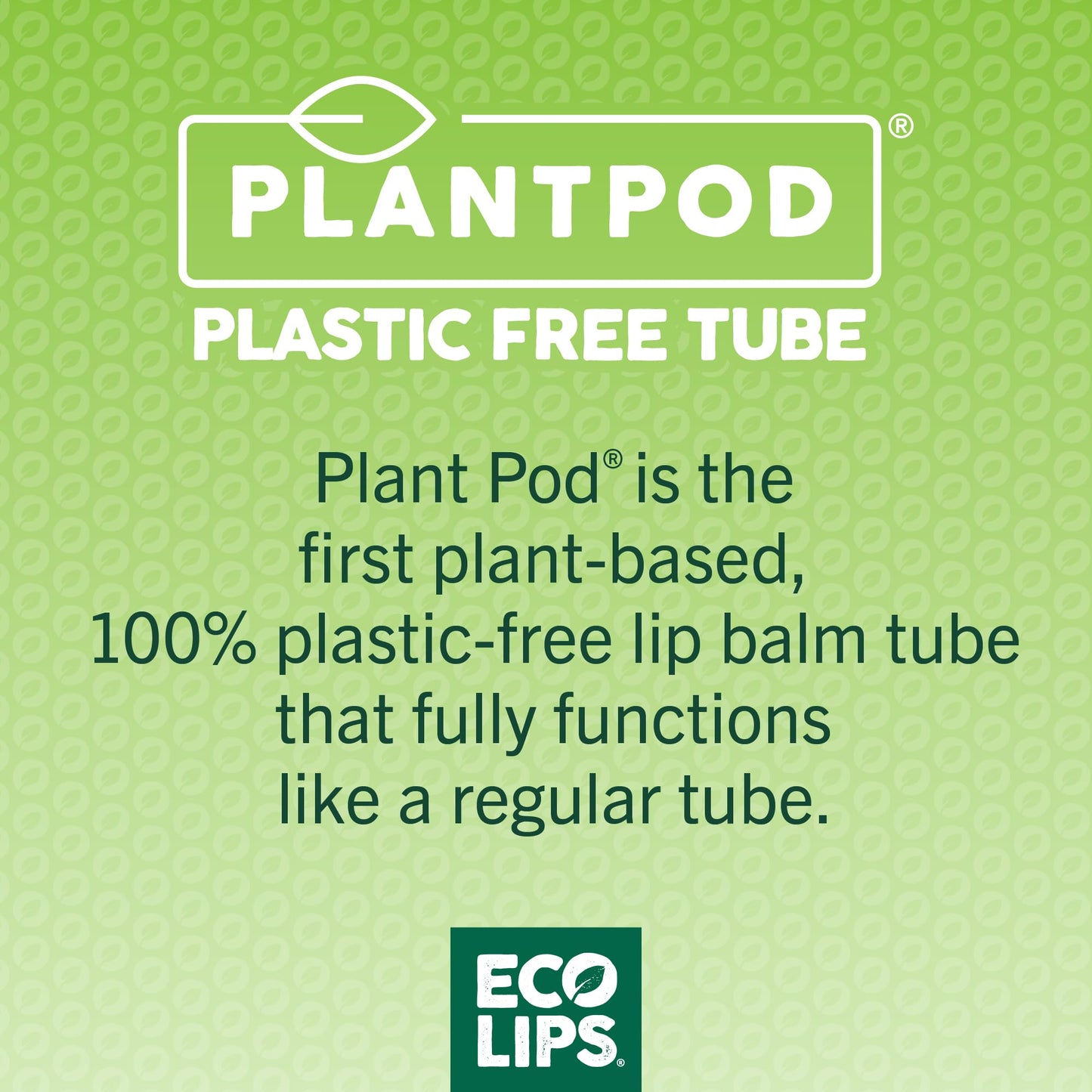 Eco Lips Candy Cane Lip Balm - Organic Coconut Oil & Sunflower Wax - Plastic-Free Plant Pod - Made in USA