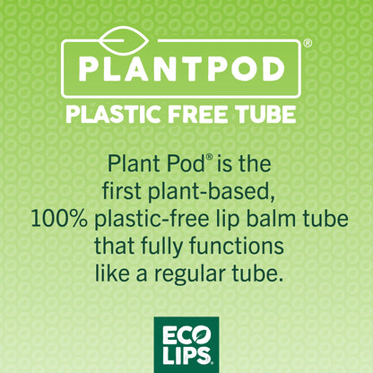 Eco Lips Candy Cane Lip Balm - Organic Coconut Oil & Sunflower Wax - Plastic-Free Plant Pod - Made in USA