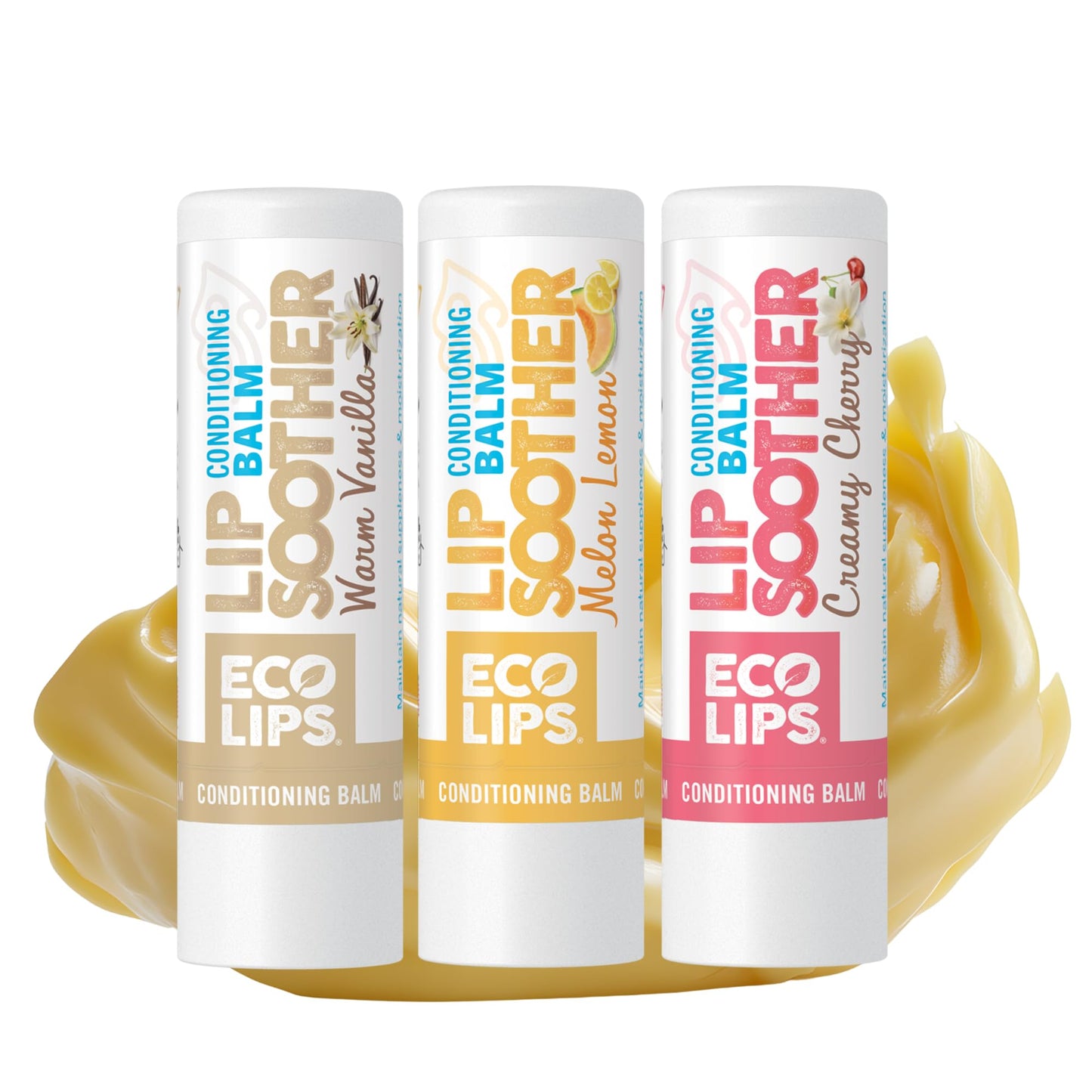Eco Lips Conditioning Lip Soother – Natural Lip Balm 3-Pack (0.15 oz) | Clean Beauty