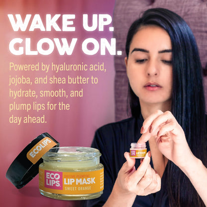 Eco Lips Daily Plumping Lip Mask w Hyaluronic Acid + Overnight Gotu Kola Mask – 2-Pack, 100% Natural, Made in USA