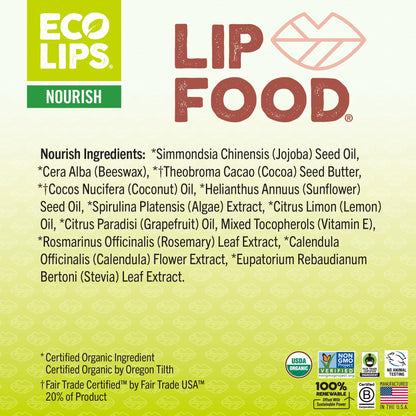 Eco Lips Lip Food: Organic Lip Balm with Lemon Spirulina - 3-Pack